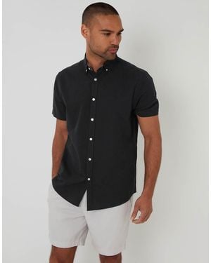 Threadbare Oxford Cotton Short Sleeve Shirt - Black