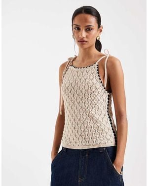 Aware Crochet Halterneck Vest - Natural