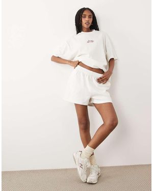 Six Stories 'just Married' Cotton Jersey Shorts Set - Natural