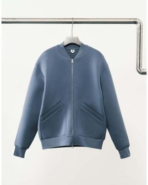 ARKET Pure Cotton Zip Up Bomber Jacket - Blue