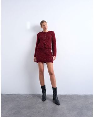 TOPSHOP Knitted Tinsel Co-Ord Skirt - Red