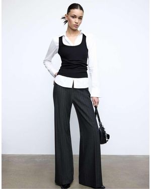 Stradivarius Loose-Fitting Smart Trousers - White