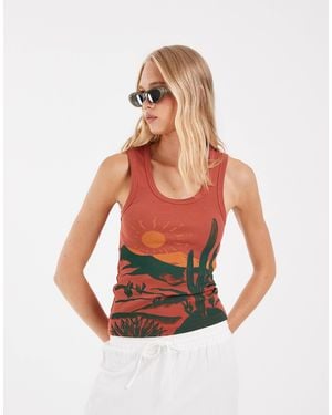 ASOS Top mit u-ausschnitt und wüstenmotiv - Weiß