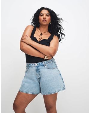 ASOS Asos Design Curve Denim Longer A-line Shorts - Blue