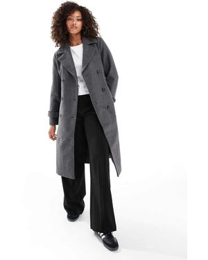 Vero Moda Double Breasted Belted Midi Coat - Grey