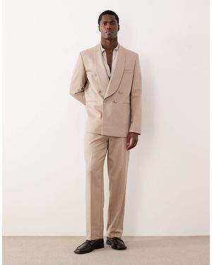 ASOS Straight Tuxedo Trouser - Natural