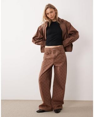 Mango Dots 100% Cotton Baggy Jean Co-Ord - Brown