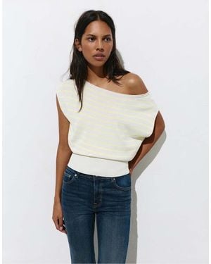 Pull&Bear Asymmetric Short Sleeve Jumper - Blue