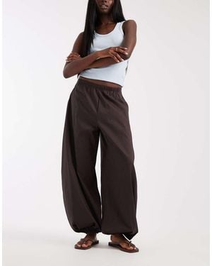 Vero Moda Poplin Wide Balloon Trousers - Brown