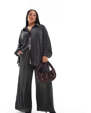 ONLY Plissé Broek Met Wijde Pijpen - Grijs