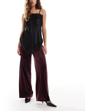 Miss Selfridge Tailo Velvet Wide Leg Pants - Purple