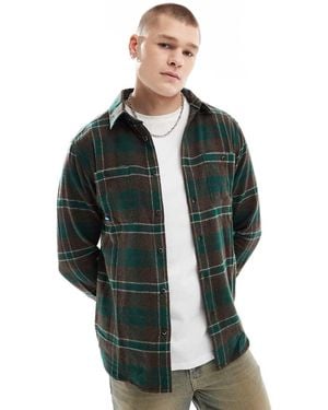 Kavu Camisa Verde A Cuadros De Manga Larga Con Botones Big Joe De