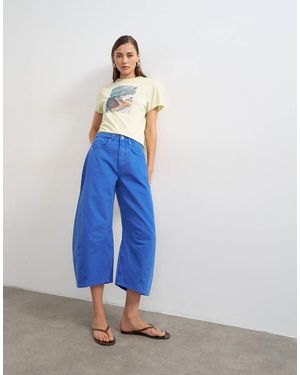 TOPSHOP Vaqueros Capri Azul De Talle Medio Y Corte Barrel
