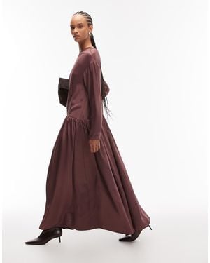ASOS Dropped Waist Maxi Smock Dress - Purple