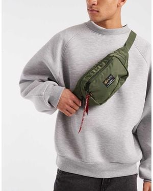 Alpha Industries Nylon Bum Bag With Logo - Grey