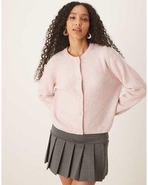 Jdy Ribbed Cardigan With Pearl Buttons - Natural