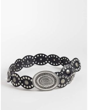 Reclaimed Vintage Skinny Disc Belt - Grey
