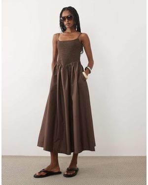 Abercrombie & Fitch Dipped Waist Maxi Dress - Natural