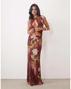 ASOS Gonna Lunga Drappeggiata Con Stampa Floreale Botanica - Rosa