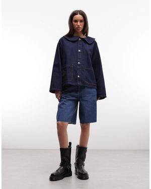 Reclaimed Vintage Peter Pan Collar Denim Shirt - Blue