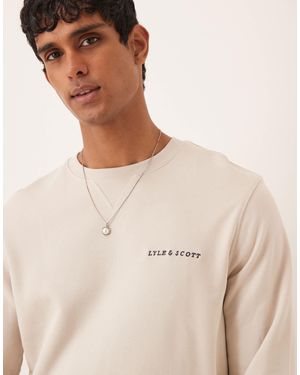 Lyle & Scott Loopback Embroidered Crew Neck Sweatshirt - Natural