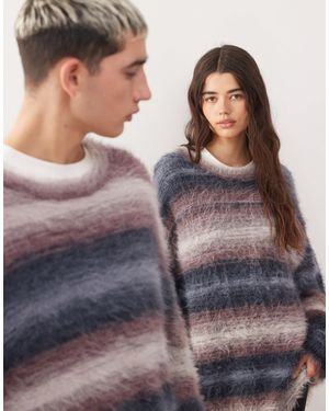 Collusion Unisex Long Sleeve Striped Sweater - Gray