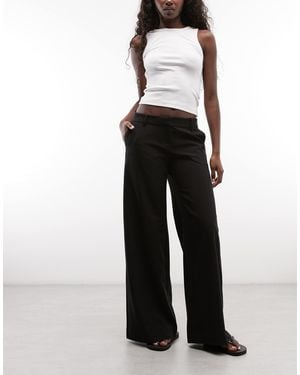 Weekday Low Waist Flared Tailored Trousers - Black