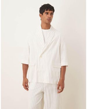 ASOS Linen Mix Slouchy Oversized Suit Jacket - Natural