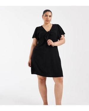 Vero Moda Easy Joy Short Sleeve Bow Front Mini Dress - Black