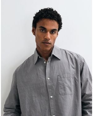Weekday Poplin Boxy Long Sleeve Shirt - Gray