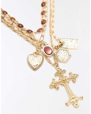 Bershka Pack Of Cross Necklaces - White