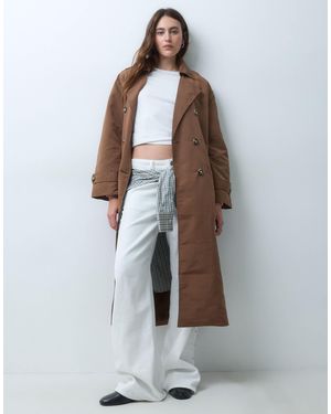 Vero Moda Longline-trenchcoat mit bindegürtel - Weiß