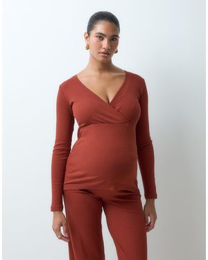 Mama.licious Mamalicious Maternity Jersey Wrap Front Nursing Friendly Top Co-ord - Red