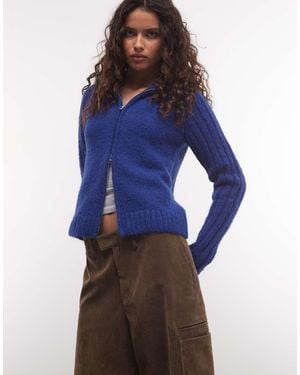 Weekday Vest Van Wolmix Met Rits En Capuchon - Blauw