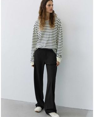 Pull&Bear Pantalon habillé à rayures - Noir