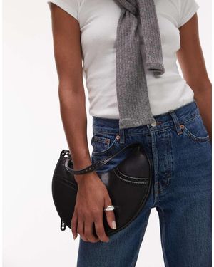 Mango Borsa Nera Arrotondata Con Cuciture Sul Davanti - Blu