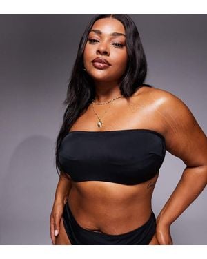 ASOS Asos Design Curve Maya St Lucia Hidden Underwire Bandeau Bikini Top - Black