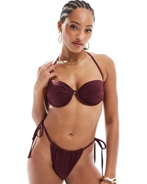 4th & Reckless Underwire Halter Bikini Top Co-ord - Red