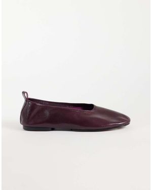 ASOS Liana Premium Bailarinas De Piel Auténtica En Burdeos-Rojo - Morado