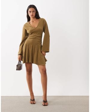 ASOS Soft Cord Hankey Hem Mini Dress - Natural