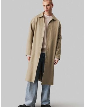 Calvin Klein Cotton Nylon Mac Coat - Natural