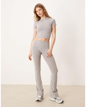 ASOS Seamless Sculpting Fold Waist Flare Trouser Co-Ord - Natural