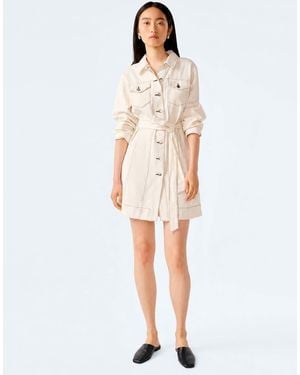 OMNES Dresses Vera Long Sleeve Denim Mini Dress - White