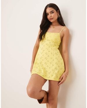 Free People Full Bloom Pointelle Mini Slip Dress - Yellow