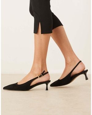ASOS Skip Slingback Kitten Heel Shoes - Black