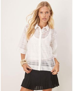 Vila Sheer Detail Check Shirt - White