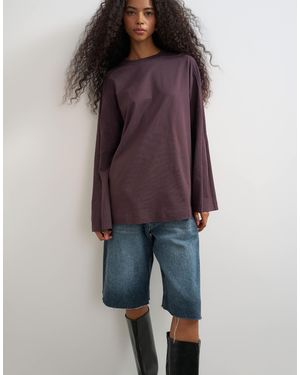 TOPSHOP Oberteil mit nahtdetails und langen ärmeln im skater-stil - Blau