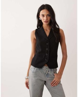 Nobody's Child Collared Button Front Waistcoat - Black