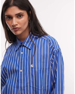 Carhartt Gowan Camicia A Maniche Lunghe A Righe - Blu