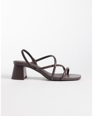 & Other Stories Pure Leather Heeled Strappy Twist Open Toe Sandals - White